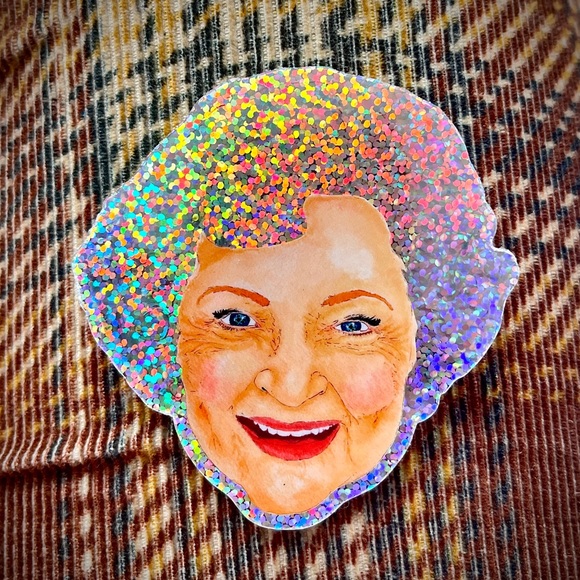 Betty White Premium Glitter Stickers - Sparkly Golden Girls Decals 3” - 10 pack - Picture 5 of 5